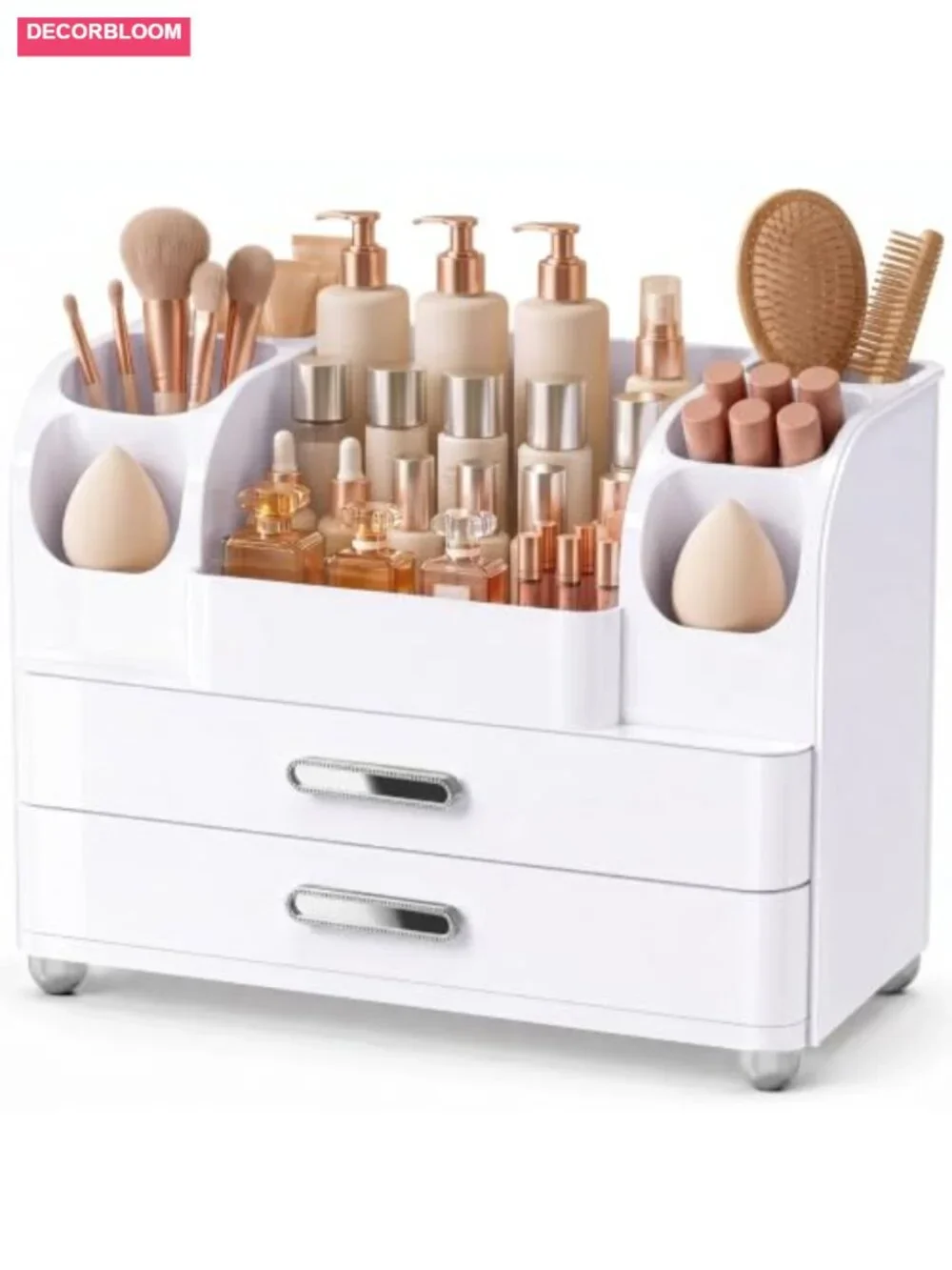 Large Makeup Organizer Countertop with Drawers and Brush Holders